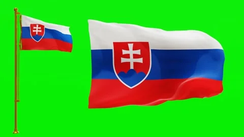 Flags of Slovakia with Green Screen Chroma Key High Quality 4K UHD 60FPS Stock Footage 144209910