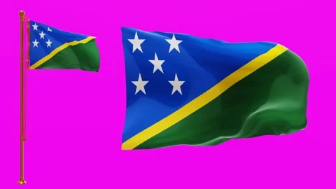 Flags of Solomon Islands with Green Screen Chroma Key High Quality 4K UHD 60FPS Stock Footage 144209986