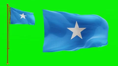 Flags of Somalia with Green Screen Chroma Key High Quality 4K UHD 60FPS Stock Footage 144209977