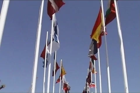 Flags of some countries waving Video stock 102214