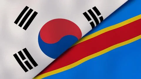 The flags of South Korea and DR Congo. News, reportage, business background.  Stock Illustration