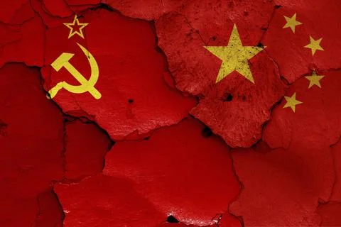 Flags of Soviet Union and China Stock Illustration