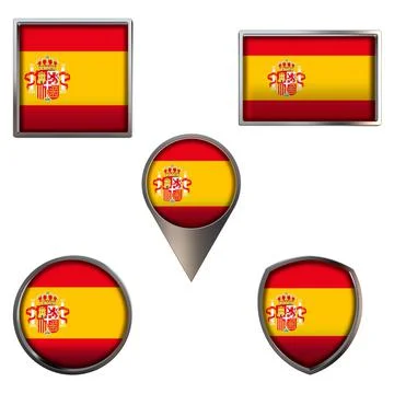 Flags of the Spain Icons set image Stock Illustration