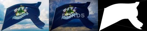 Flags of the states of USA. State of Maine flag. 3D illustration. Set ...