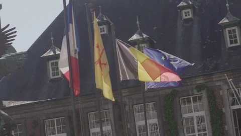 The flags on the streets of Brussels, Belgium Stock Footage 92480004