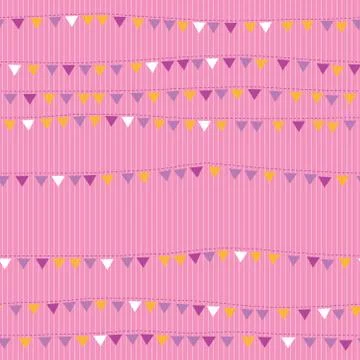 Flags on string seamless pattern. Bunting Illustrazione stock