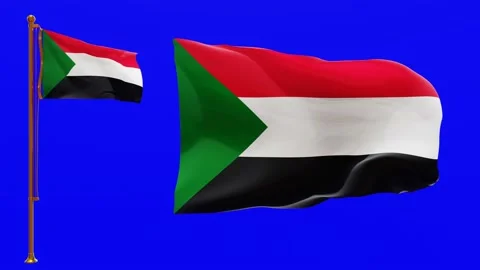 Flags of Sudan with Green Screen Chroma Key High Quality 4K UHD 60FPS Video stock 144208615