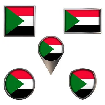 Flags of the Sudan Icons set image Stock Illustration