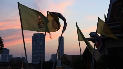 Flags at sunset in Thailand Stock Footage 103431312