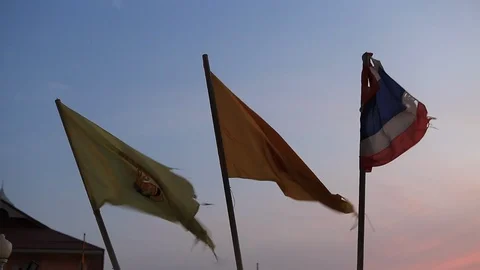 Flags at sunset in Thailand Stock Footage 103431363