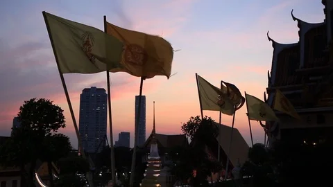 Flags at sunset in Thailand Stock-Footage 103431427