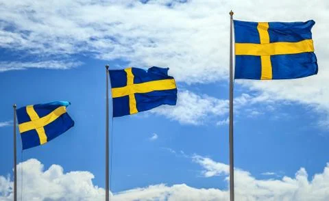 The flags of Sweden. Stock Photos