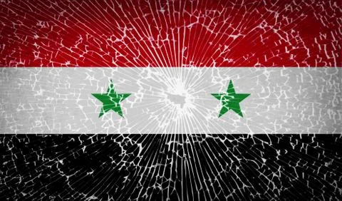 Flags Syria with broken glass texture. Vector Illustrazione stock