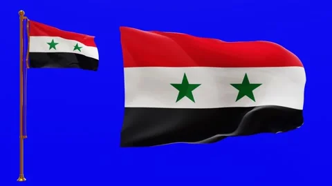 Flags of Syria with Green Screen Chroma Key High Quality 4K UHD 60FPS Stock Footage 144208617