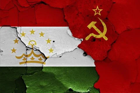 Flags of Tajikistan and Soviet Union Stock Illustration
