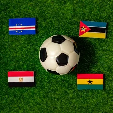 Flags of the teams participating in Group B of the 2024 African Cup of Nation Stock Photos