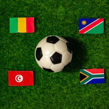 Flags of the teams participating in Group E of the 2024 African Cup of Nation Stock Photos