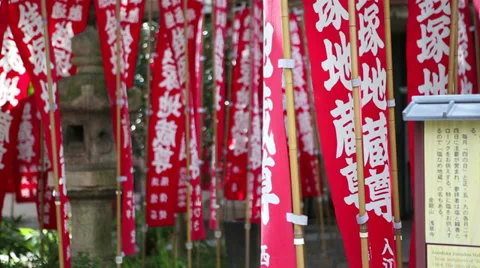 Flags temple Senso-ji Stock Footage 34529843