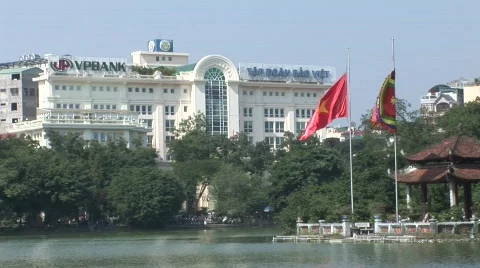 Flags &amp; temple, Vietnam Stock Footage 286126