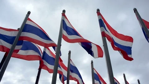 The flags of Thailand Stock Footage 81157052