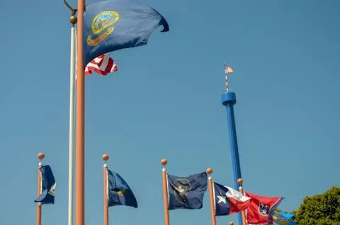 Flags at theme park Stock Photos