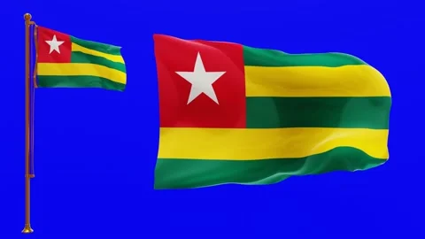 Flags of Togo with Green Screen Chroma Key High Quality 4K UHD 60FPS Stock Footage 144209013
