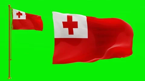 Flags of Tonga with Green Screen Chroma Key High Quality 4K UHD 60FPS Video stock 144208962