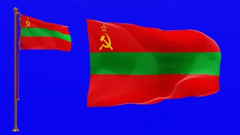 Flags of Transnistria with Green Screen Chroma Key High Quality 4K UHD 60FPS Video stock 144209022