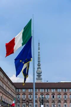 Flags on Turin Stock Photos