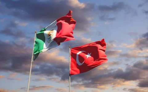Flags of Turkey and Turkey. Stock Photos