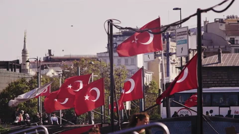 Flags of Turkey Video stock 233325913