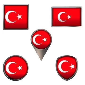 Flags of the Turkey Icons set image Stock Illustration