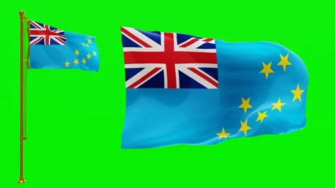 Flags of Tuvalu with Green Screen Chroma Key High Quality 4K UHD 60FPS Stock Footage 143674670