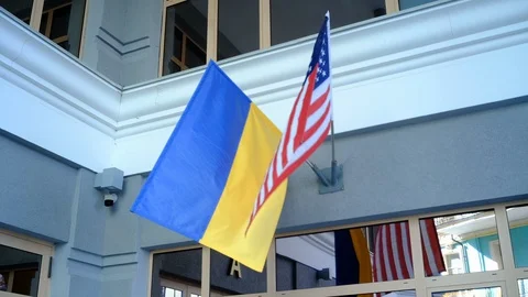 Flags of two countries flutter in the wind Stock-Footage 128272173