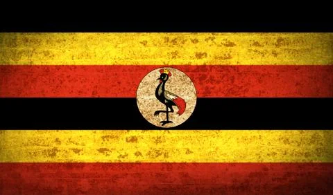 Flags Uganda with dirty paper texture. Vector Stock Illustration