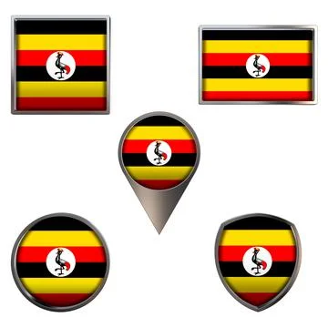 Flags of the Uganda Icons set image Stock Illustration
