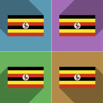 Flags Uganda. Set of colors flat design and long shadows. Stockillustratie