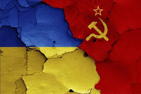 Flags of Ukraine and Soviet union Stock Illustration