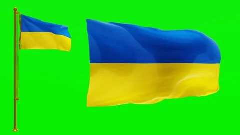 Flags of Ukraine with Green Screen Chroma Key High Quality 4K UHD 60FPS Stock Footage 143675126