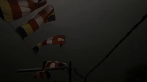 Flags under Adam's Peak in Sri Lanka Stock Footage 73288662