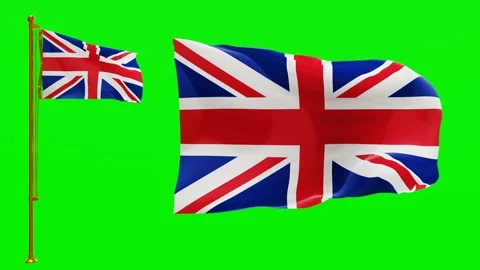 Flags of the United Kingdom with Green Screen Chroma Key 4K UHD 60FPS Video stock 143675366