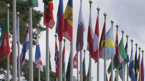 Flags at United Nations Stock Footage