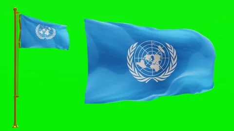 Flags of the United Nations with Green Screen Chroma Key High Quality 4K UHD Stock Footage 142901713