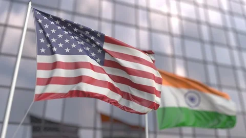 Flags of the United States and India in ... | Stock Video | Pond5