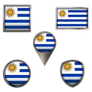 Flags of the Uruguay Icons set image Stock Illustration