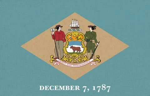 Flags of U.S. states Fabric Flag Delaware, Flag of American state Delaware Illustration
