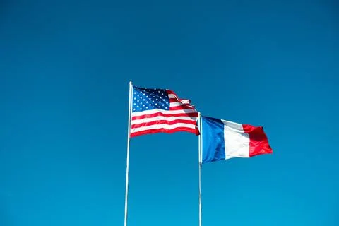 Flags USA and France Stock Photos