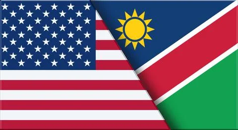 Flags of USA and Namibia. United States and Namibian National flags Stock Illustration