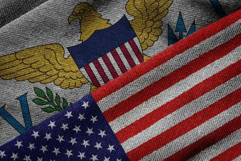 Flags of USA and US Virgin Islands on Grunge Texture イラスト素材