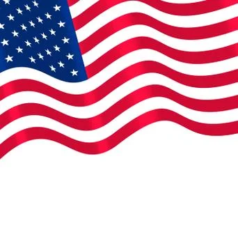 Flags USA Waving Wind and Ribbon Stock Illustration